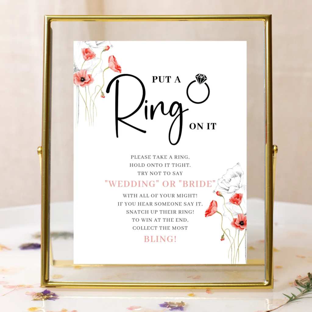 Bridal Shower Ring Game Rules + Free Printable Sign Details for Weddings